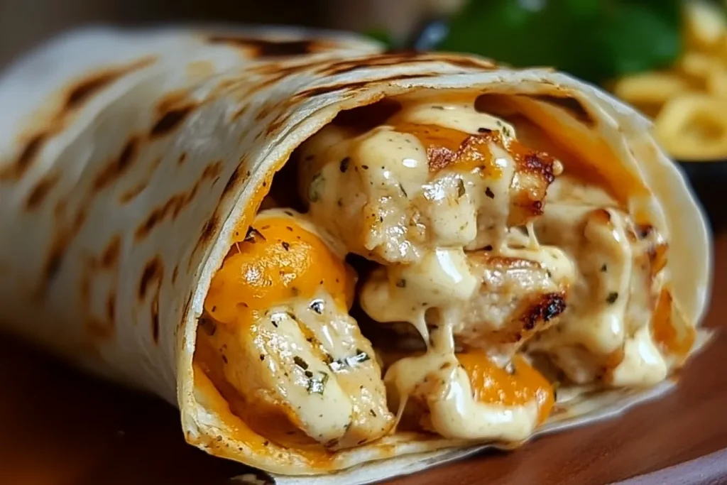  Cheesy Garlic Chicken Wraps