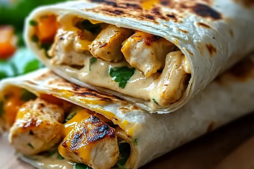  Cheesy Garlic Chicken Wraps