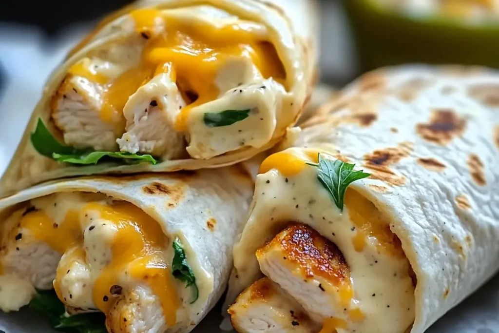  Cheesy Garlic Chicken Wraps