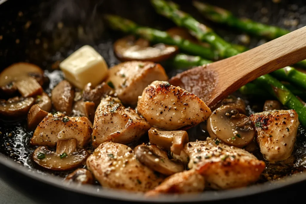 Creamy Mushroom and Asparagus Chicken Penne