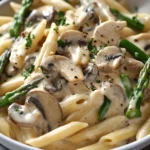 Creamy Mushroom and Asparagus Chicken Penne