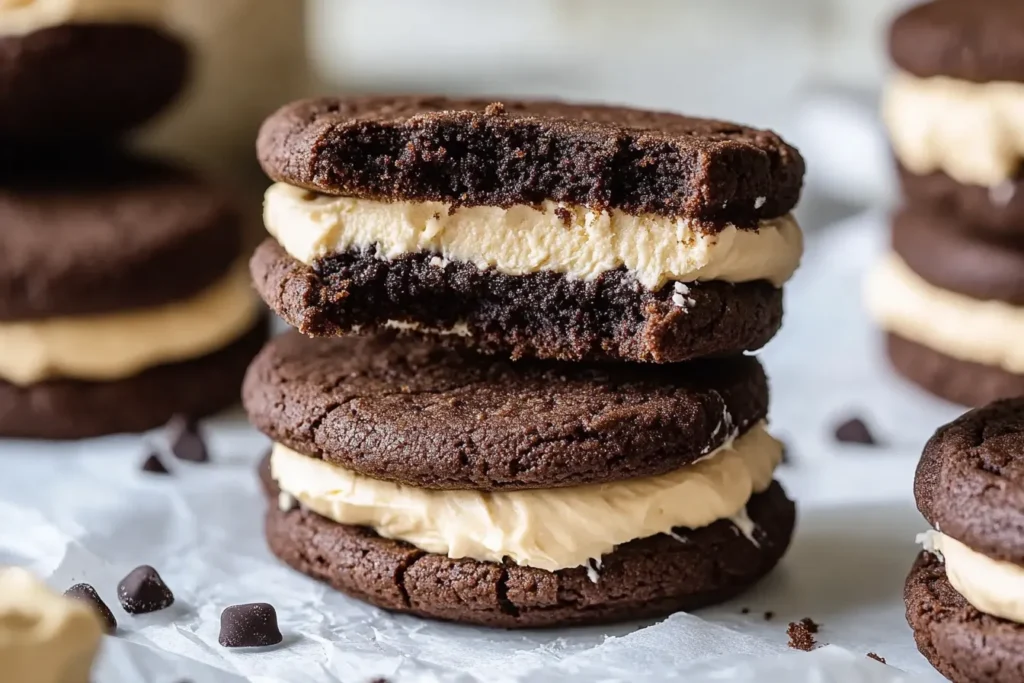 Brownie Cookie Sandwiches with Cookie Dough Buttercream