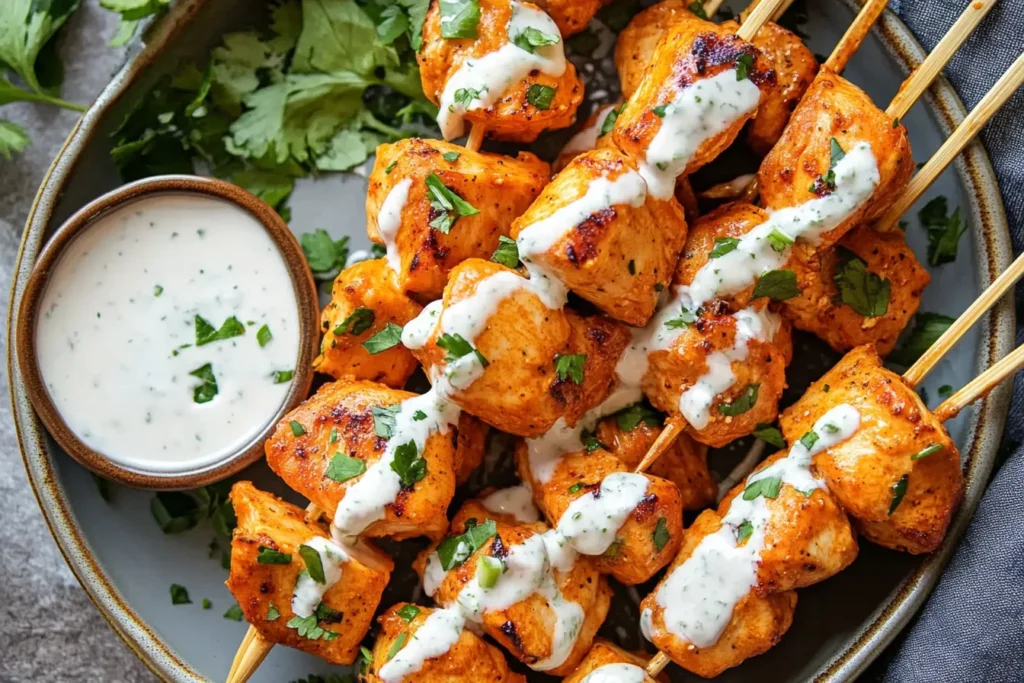 Buffalo Ranch Chicken Skewers